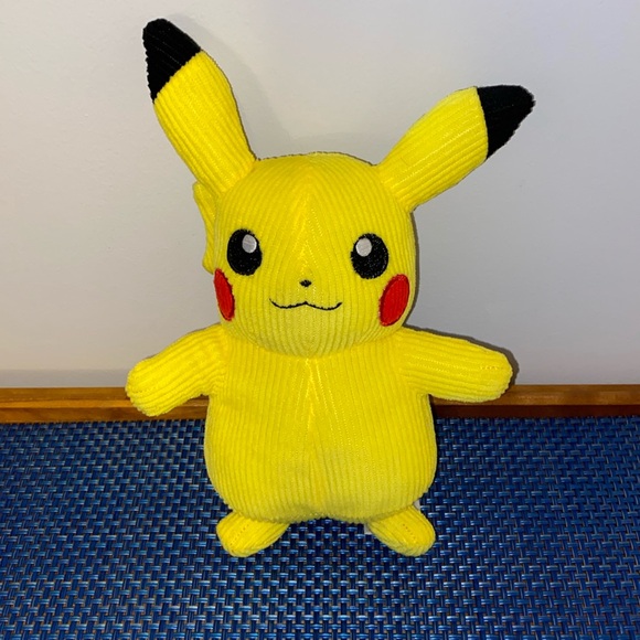 Pikachu Plush, corduroy, about 9 inches tall including ears - Picture 1 of 3